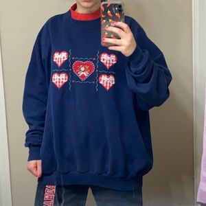 Vintage style heart crew neck